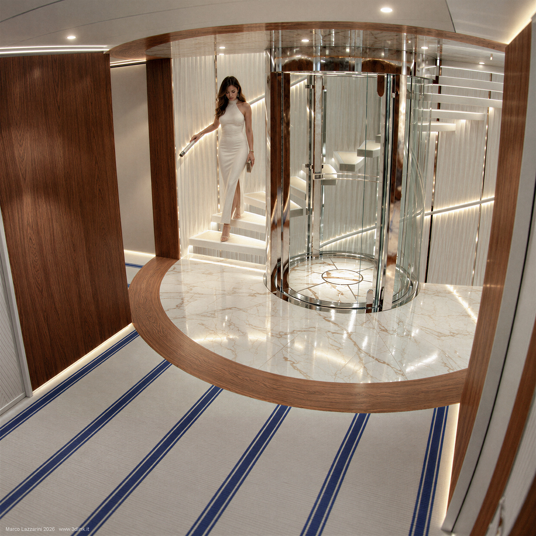 Megayacht Ascensore 1 - Rendering 3D CGI di Marco Lazzarini