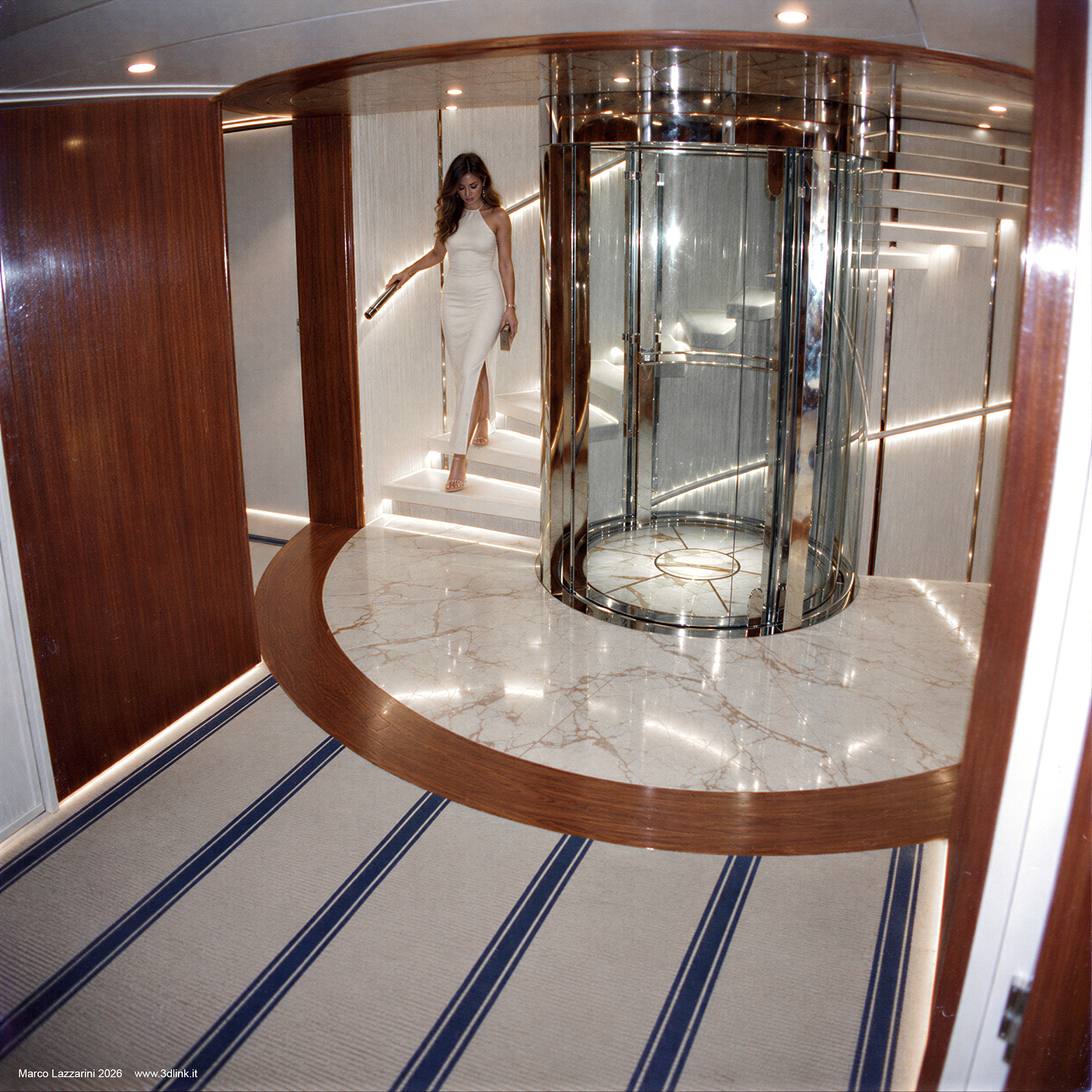 Megayacht Ascensore 1B - Rendering 3D CGI di Marco Lazzarini