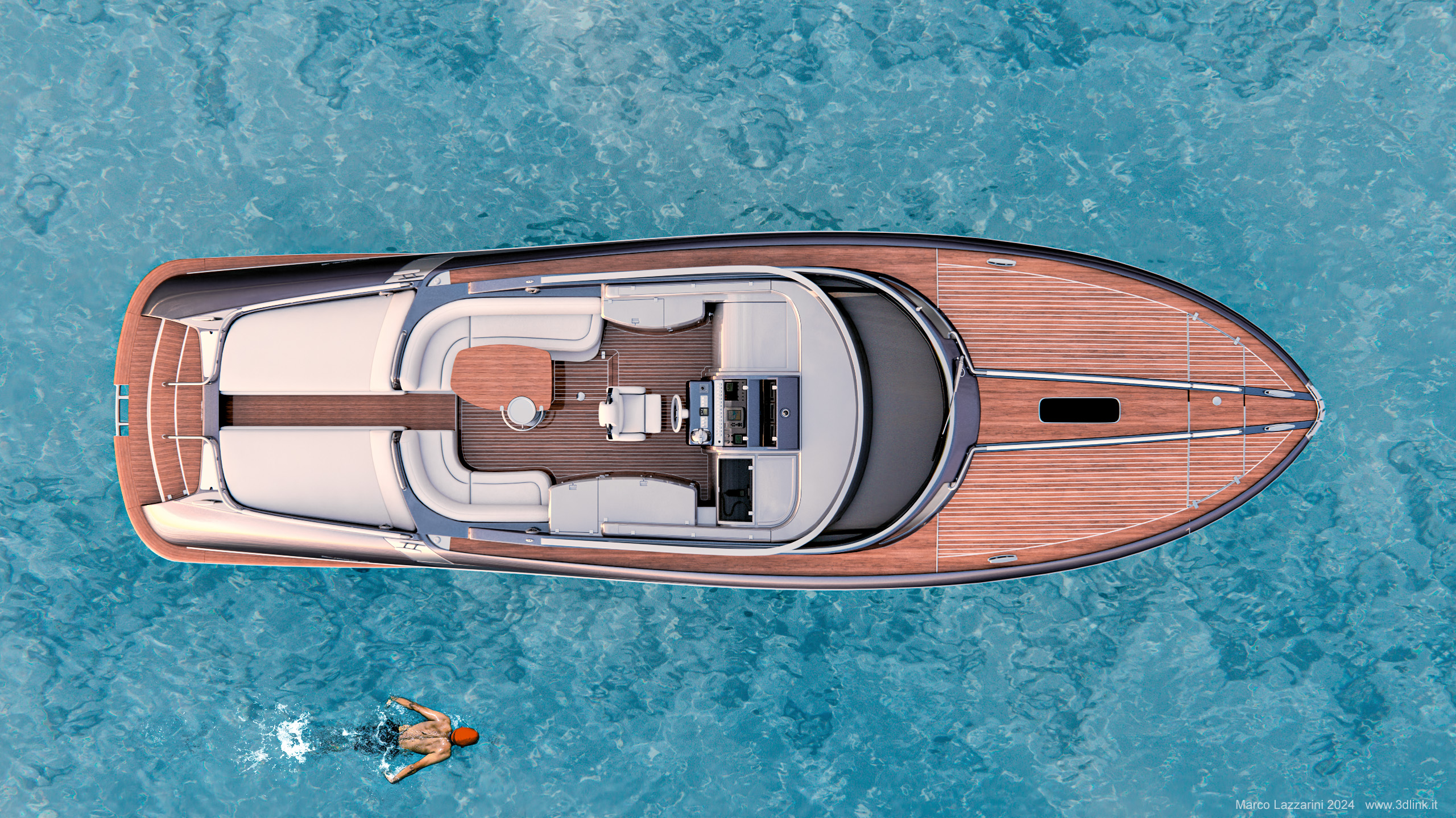 Rendering Riva Alba - visualizzazione 3D barca d epoca